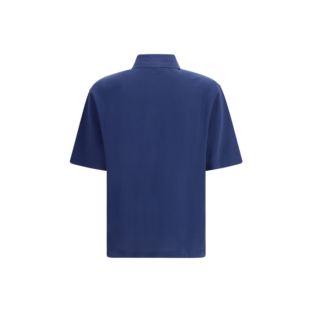 Ami Paris Blue Cotton Polo Shirt