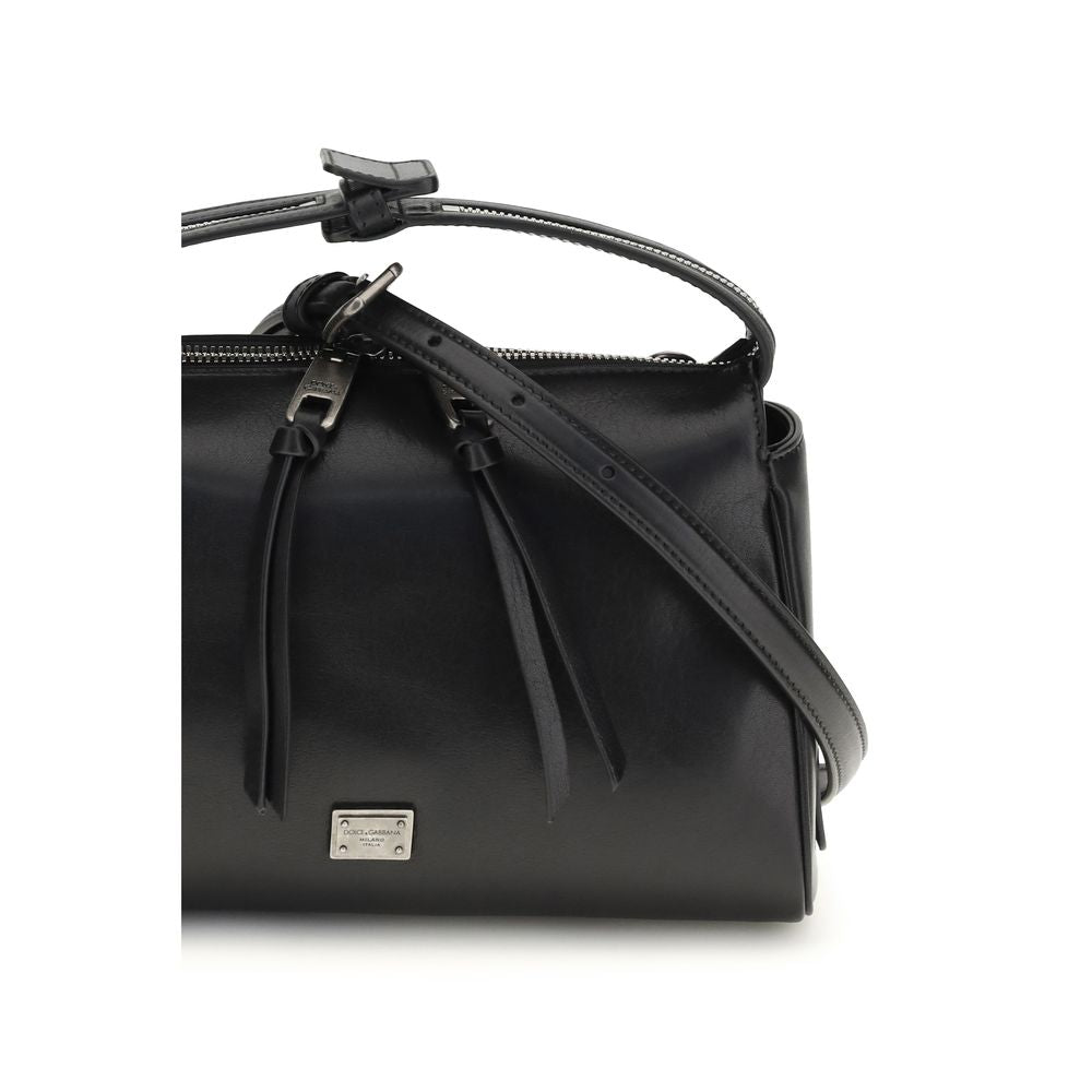 Dolce & Gabbana Black Calf Leather Bos Taurus Handbag