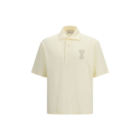 Ami Paris Beige Cotton Polo Shirt