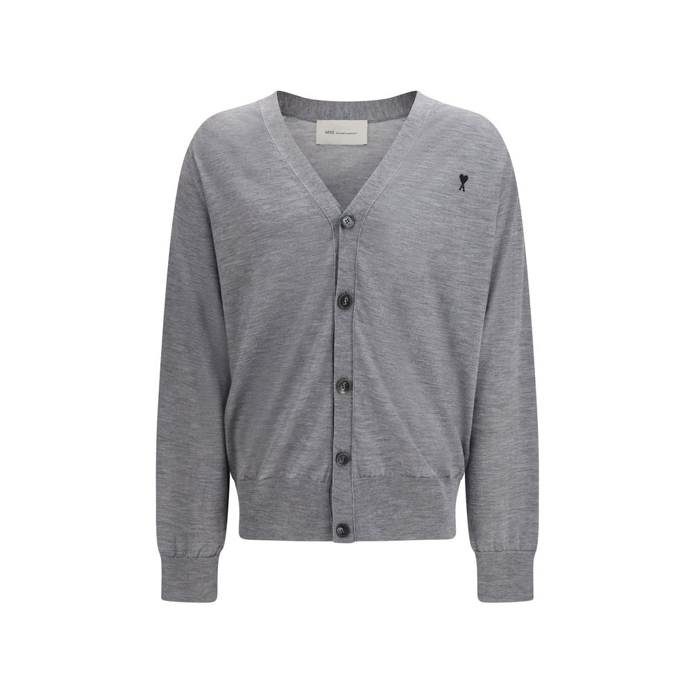 Ami Paris Gray Merino Wool Cardigan