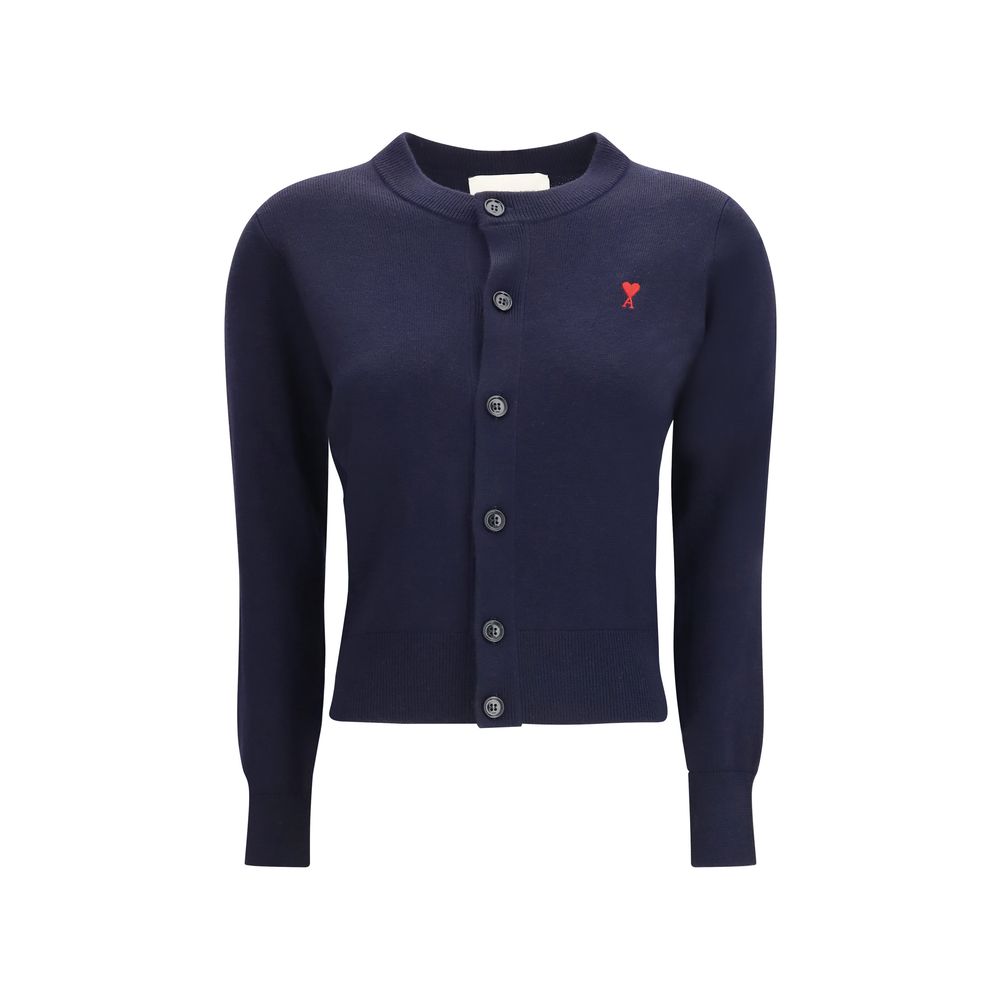 Ami Paris Blue Merino Wool Cardigan