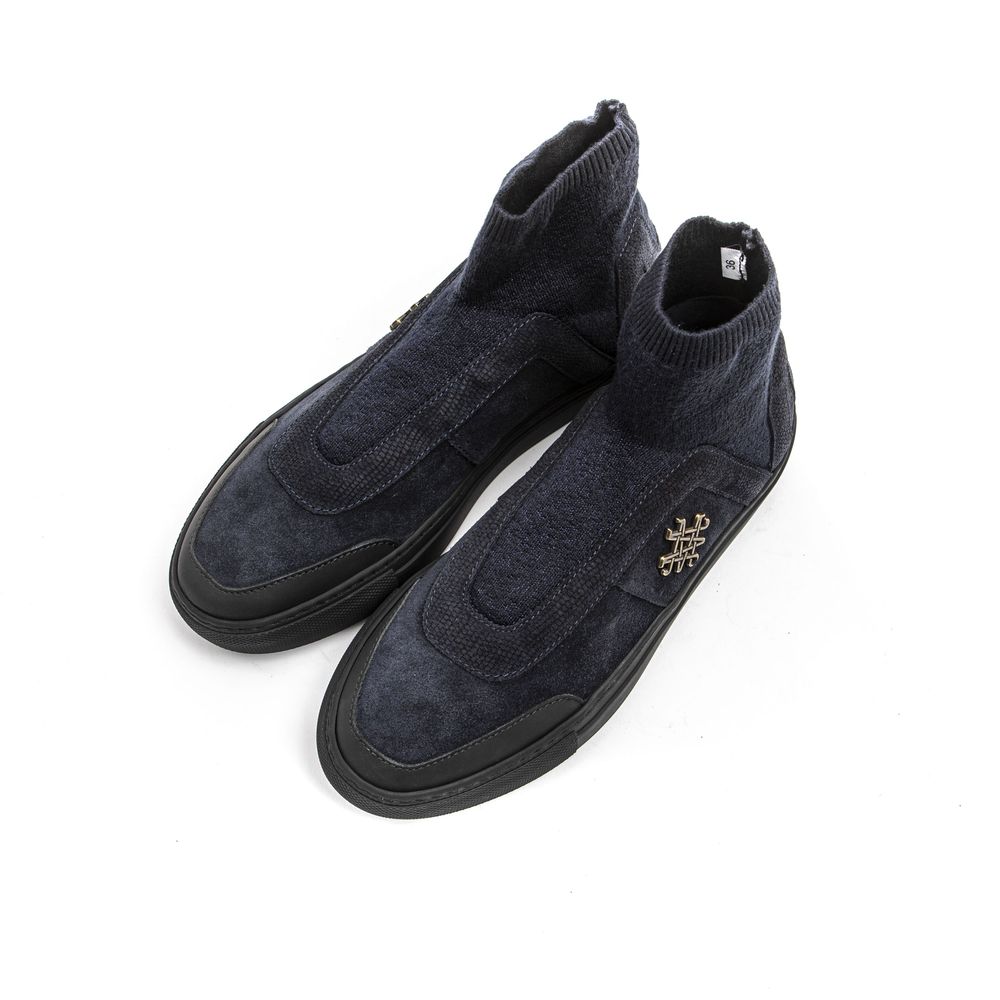 Mr&Mrs Italy Blue Leather Womens Ankle Boot