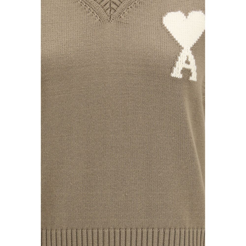 Ami Paris Beige Fleece Wool Sweatshirt