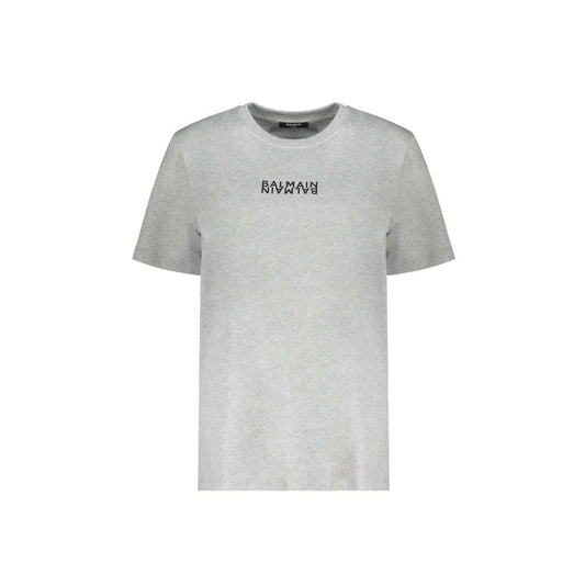Balmain Gray Cotton T-Shirt