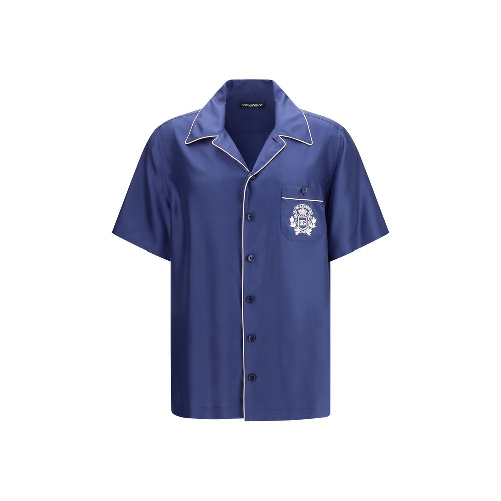 Dolce & Gabbana Blue Silk Shortsleeve Shirt