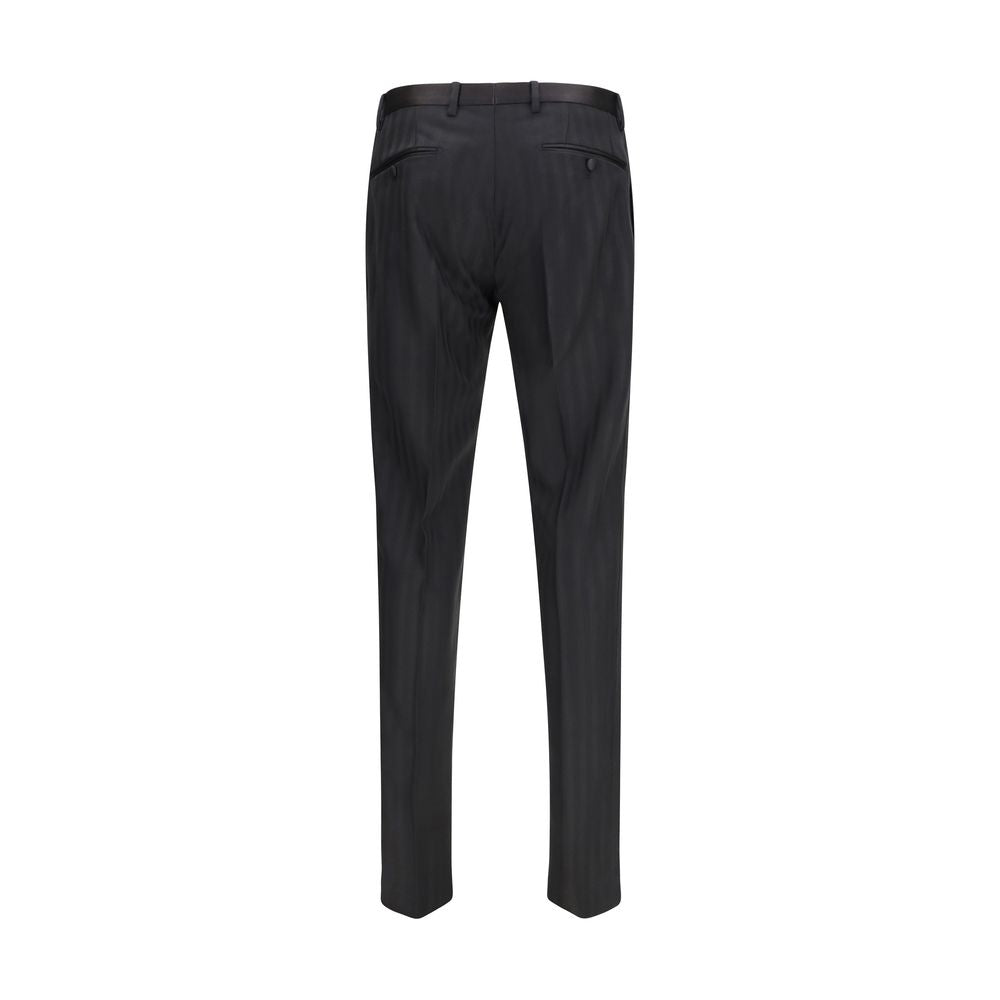 Dolce & Gabbana Black Fleece Wool Casual Pants