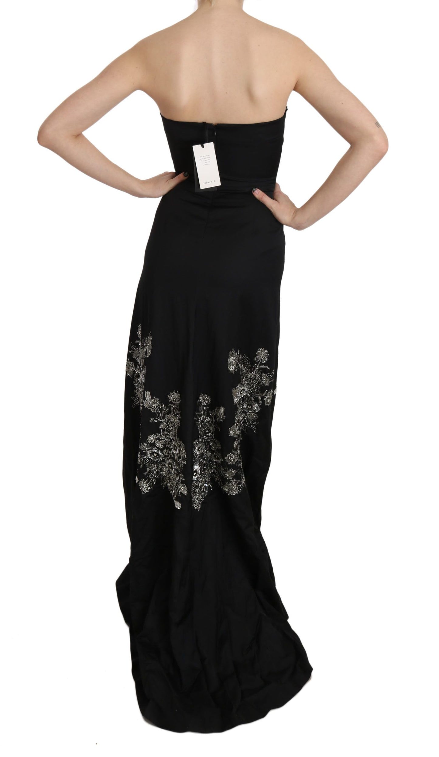 John Richmond – Schwarzes, ausgestelltes Ballkleid mit Pailletten