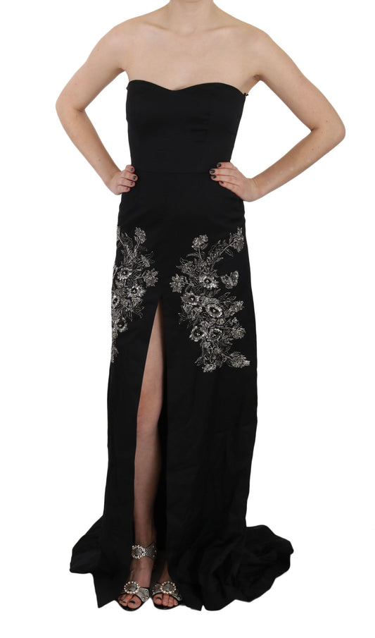 John Richmond – Schwarzes, ausgestelltes Ballkleid mit Pailletten