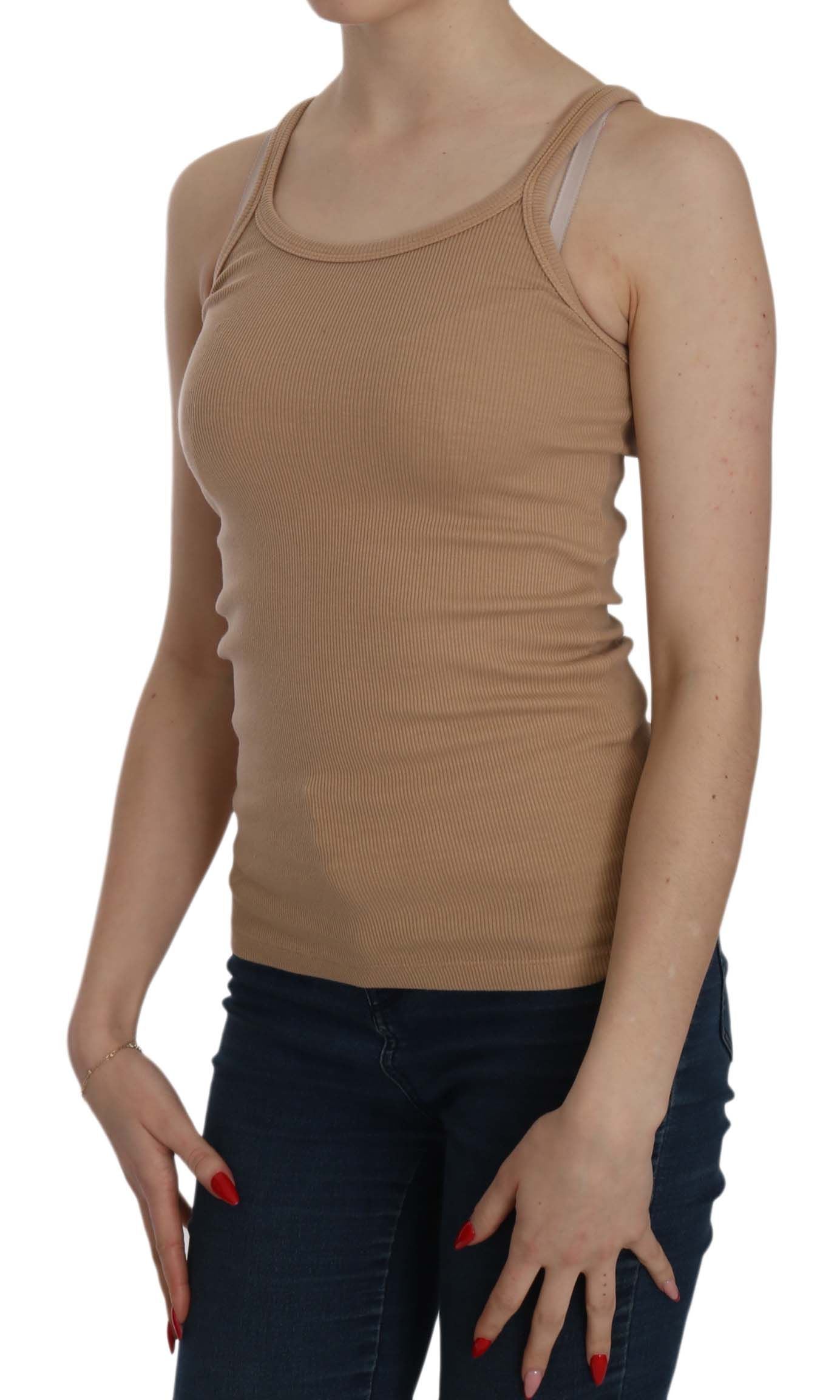 PINK MEMORIES – Ärmellose Tank-Bluse mit Spaghettiträgern in Beige