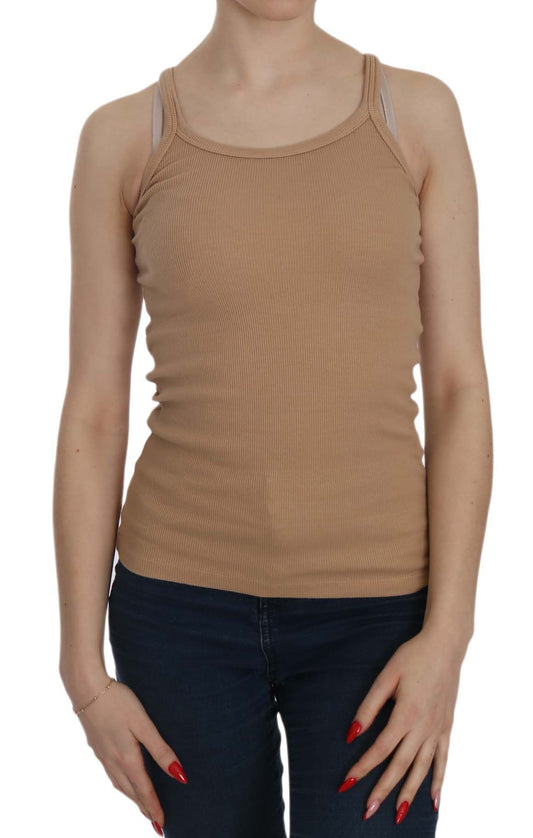 PINK MEMORIES – Ärmellose Tank-Bluse mit Spaghettiträgern in Beige