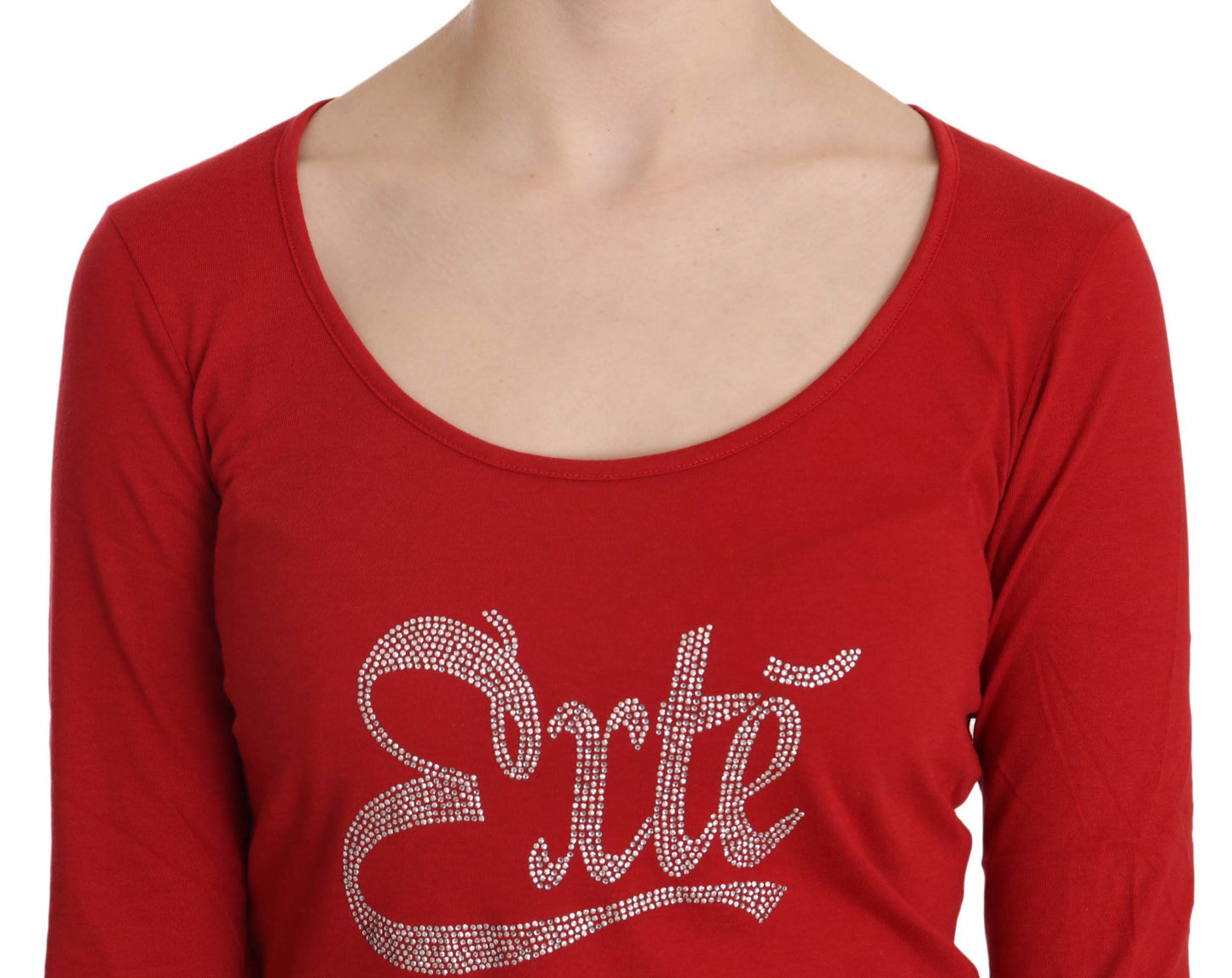 Exte – Langärmlige Bluse mit roten Kristallen