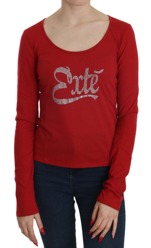 Exte – Langärmlige Bluse mit roten Kristallen