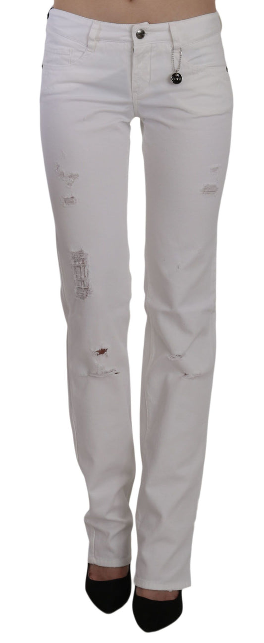 Costume National – Slim Fit Jeanshose aus weißer Baumwolle mit geradem Bein