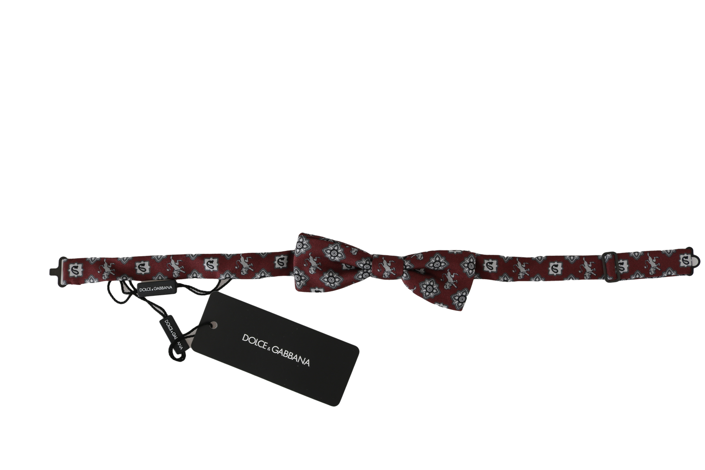 Dolce &amp; Gabbana Herren Fliege aus Seide mit Löwenmotiv, bordeauxrot, verstellbar