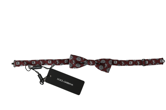 Dolce &amp; Gabbana Herren Fliege aus Seide mit Löwenmotiv, bordeauxrot, verstellbar