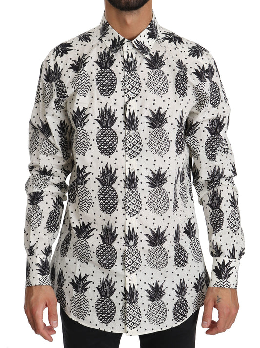Dolce &amp; Gabbana Weißes Ananas-Baumwoll-Oberhemd