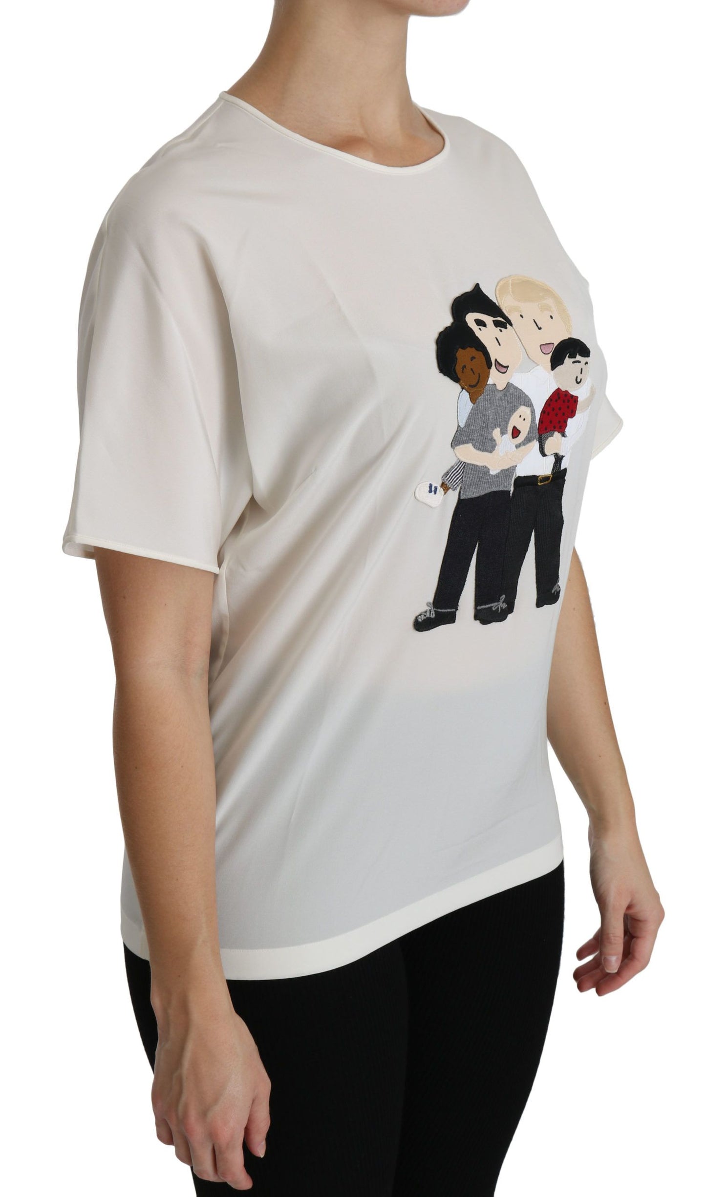 Dolce &amp; Gabbana Weißes #dgfamily Patch Kurzarm-Bluse