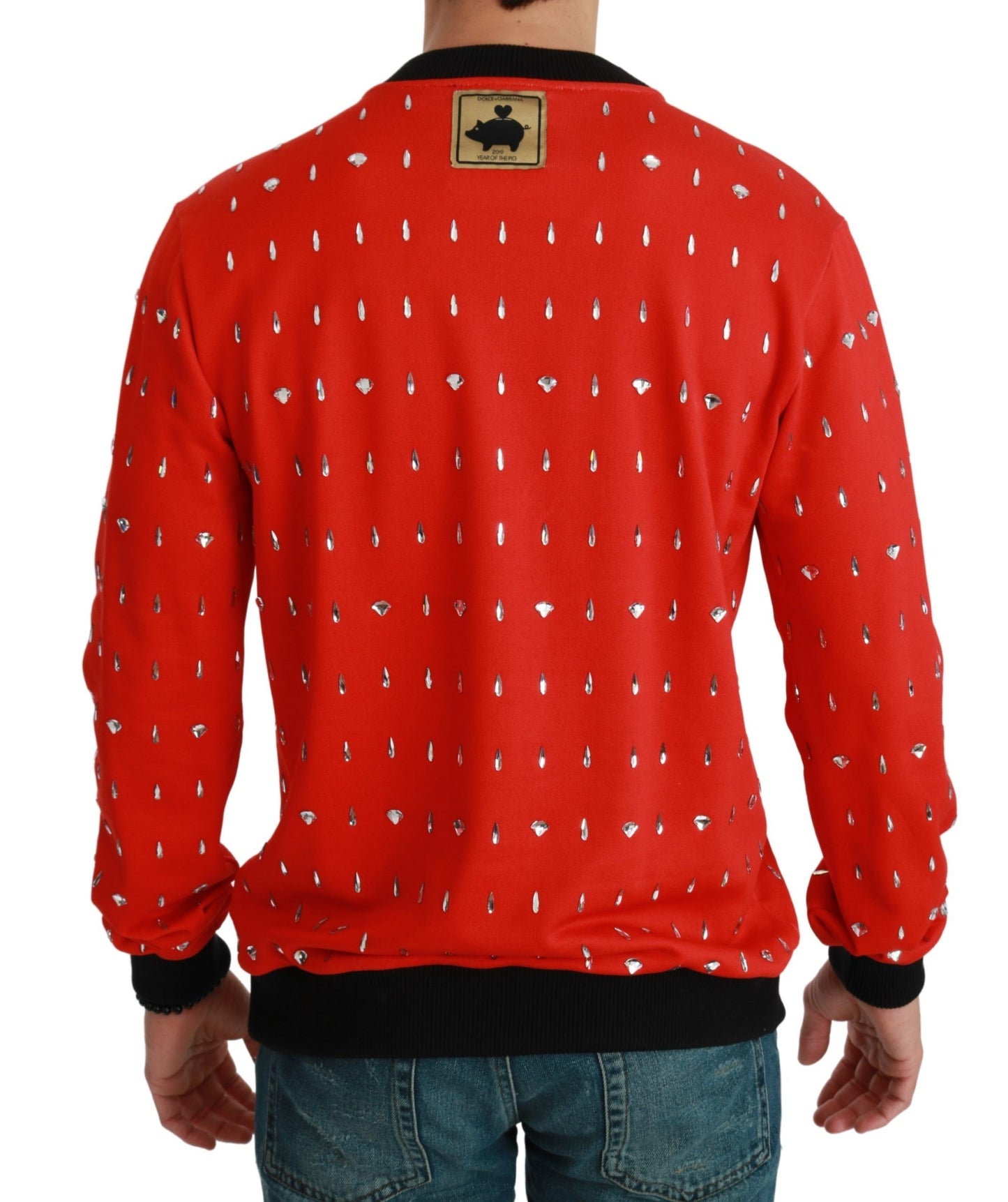 Dolce &amp; Gabbana Roter Kristallpullover „Schwein des Jahres“