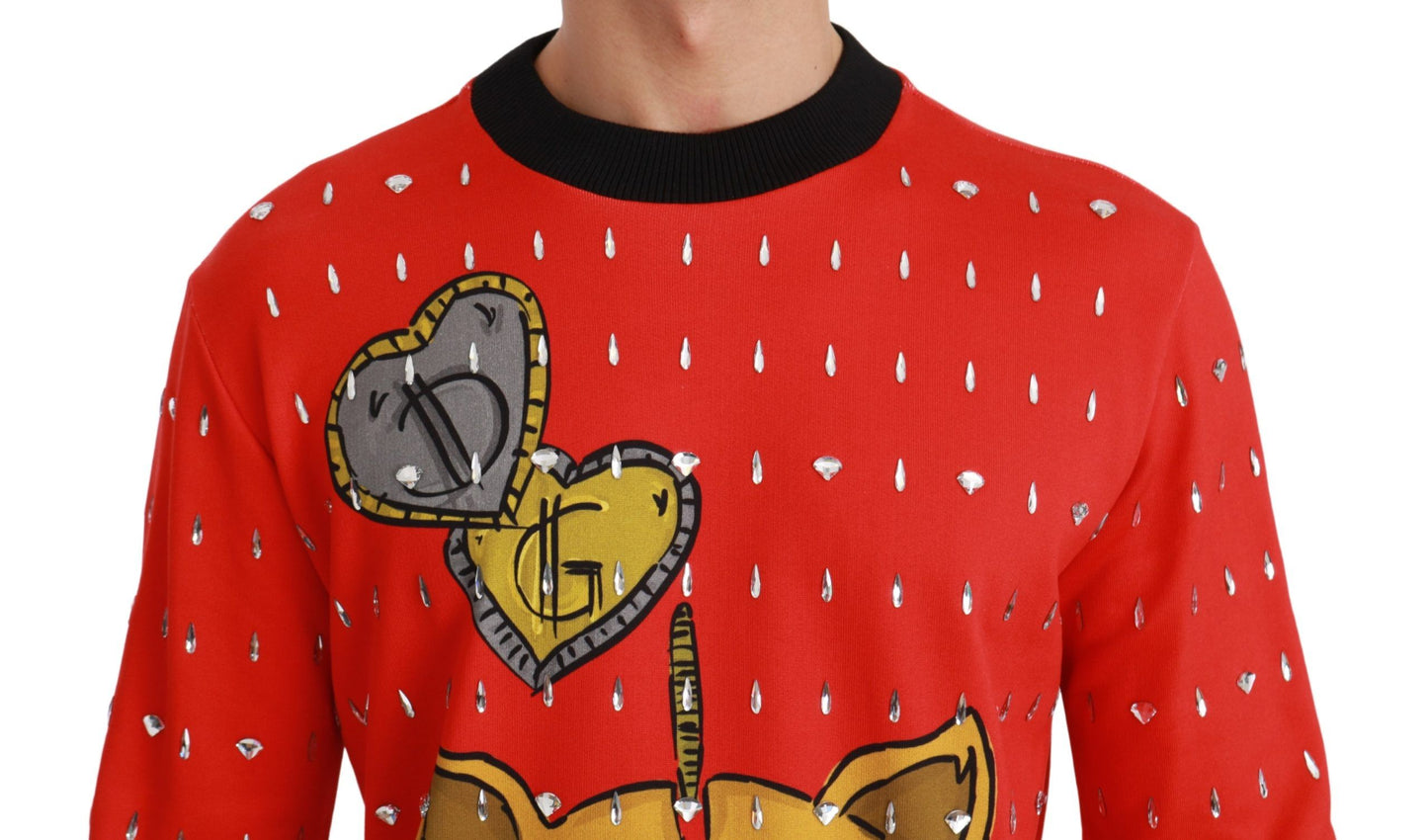 Dolce &amp; Gabbana Roter Kristallpullover „Schwein des Jahres“