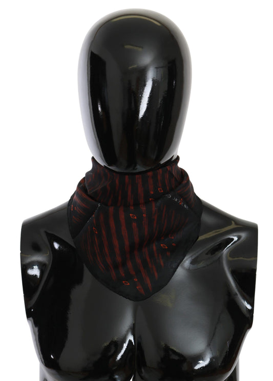 Costume National Black Orange 100% Silk Branded Scarf