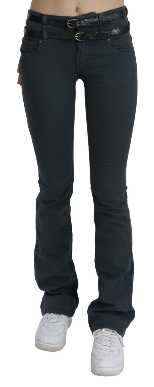 John Galliano – Graue Jeans mit schmaler Schlaghose und mittlerer Taille