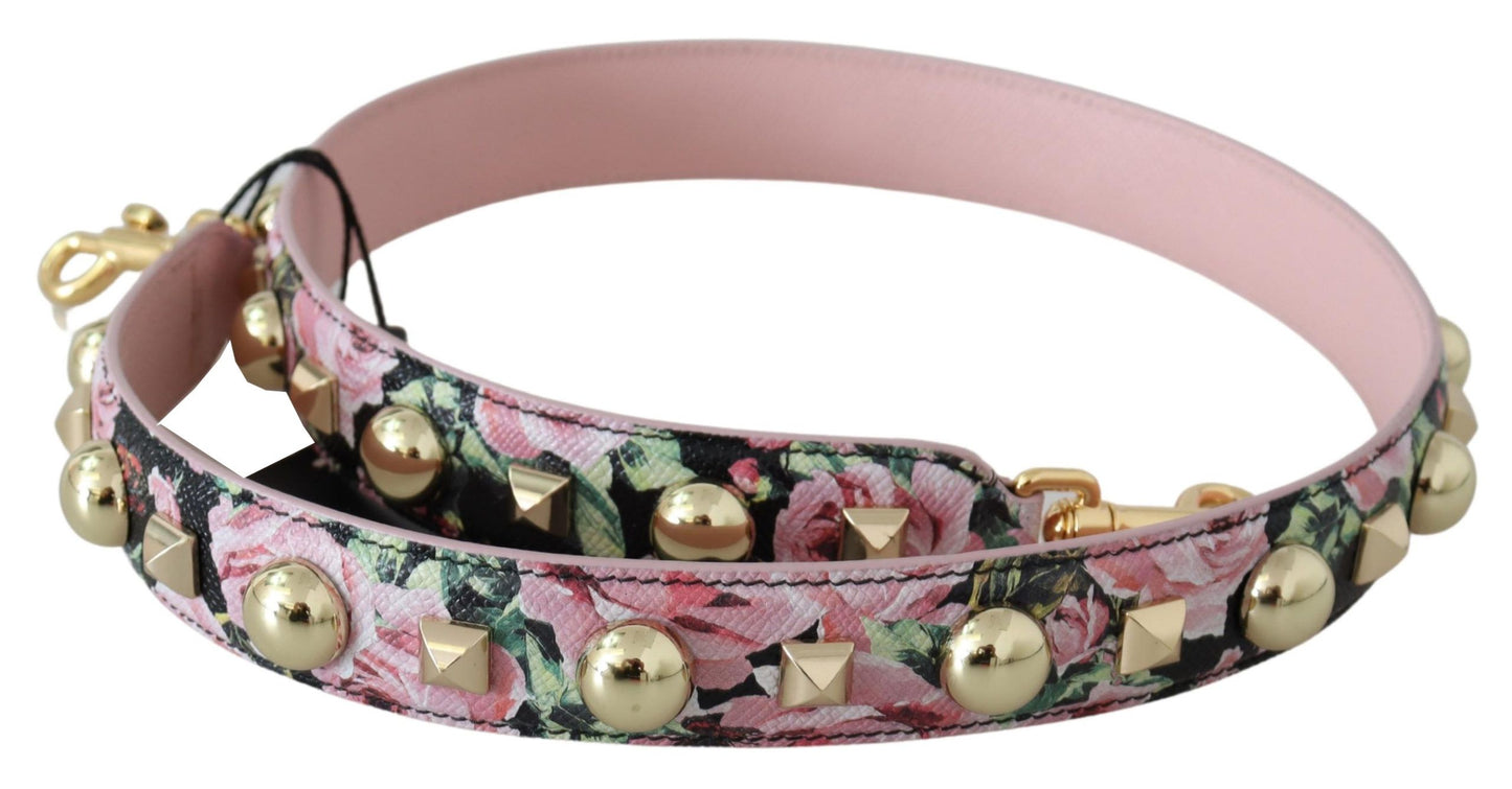 Dolce &amp; Gabbana – Schultergurt für Taschenzubehör mit rosa Blumenmuster und goldenen Nieten