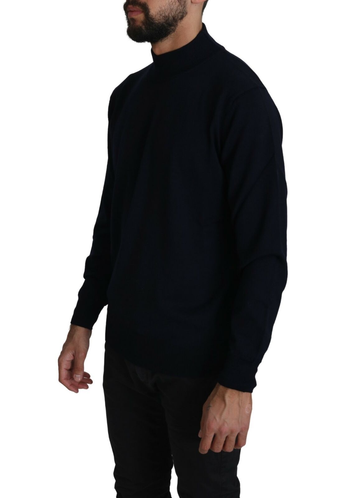 MILA SCHÖN Dunkelblauer Rundhalspullover 100% Wollpullover