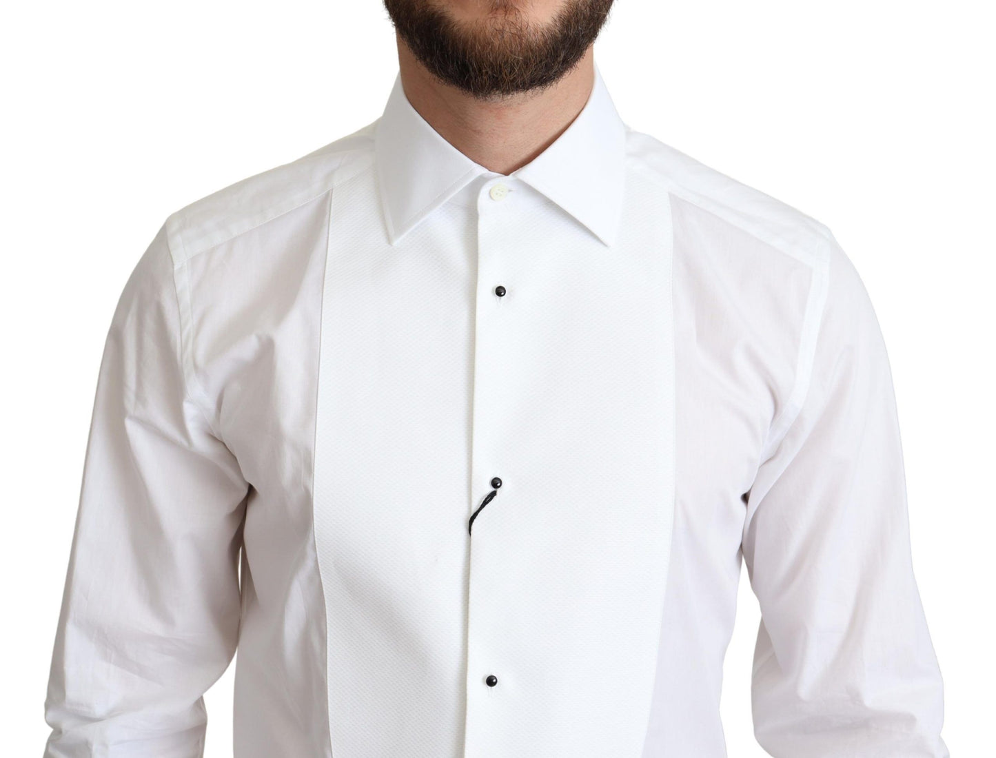 Dolce &amp; Gabbana Weißes Latzhemd aus Baumwollpopeline für Herren