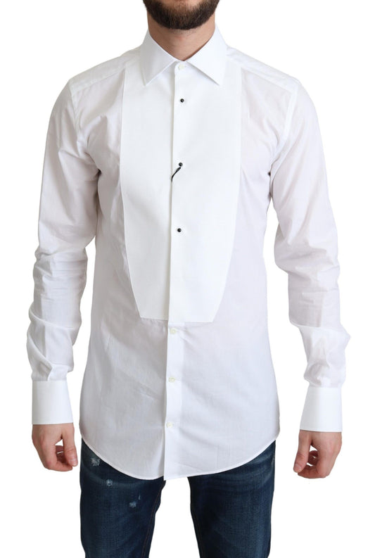 Dolce &amp; Gabbana Weißes Latzhemd aus Baumwollpopeline für Herren