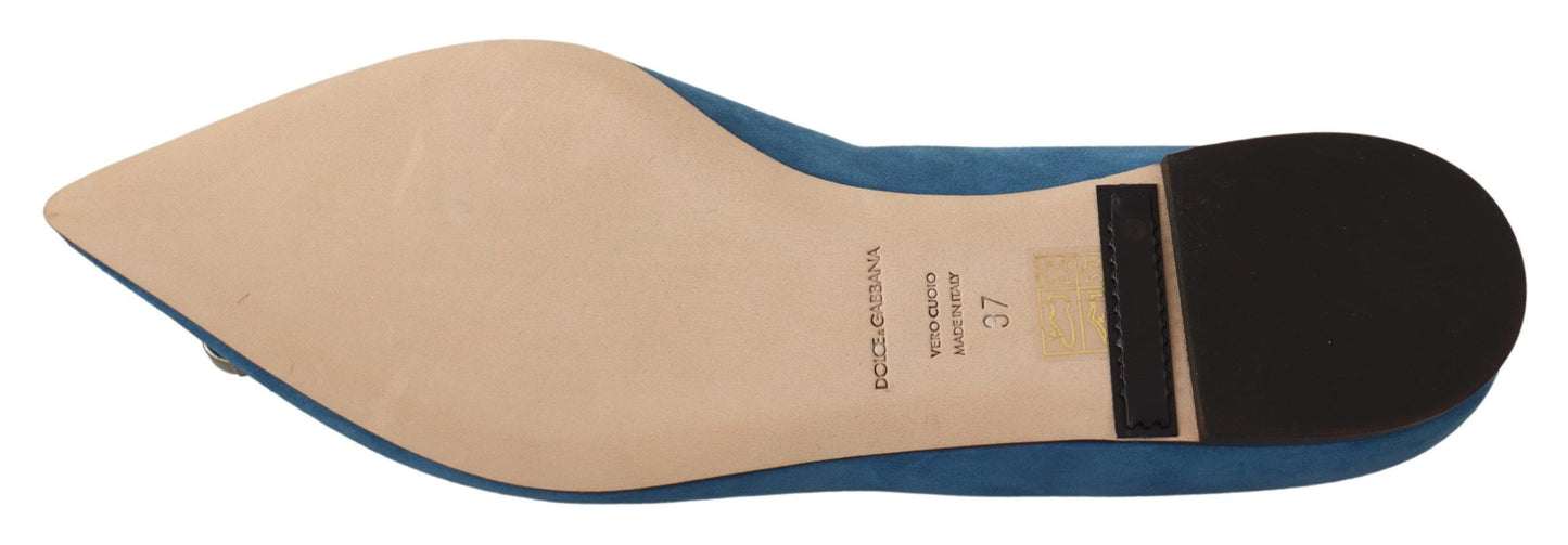 Dolce &amp; Gabbana Blaue Wildleder-Loafer mit Kristallen