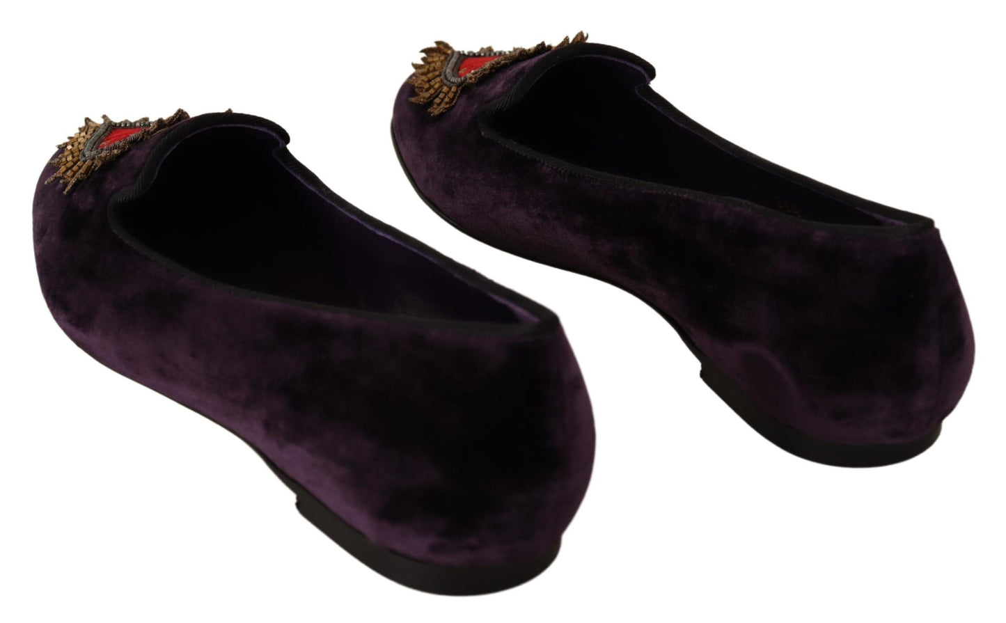 Dolce &amp; Gabbana Lila Samt DG Herz Loafers Flats Schuhe