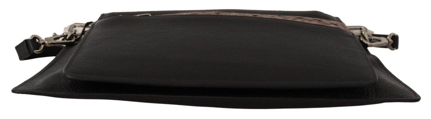 Dolce &amp; Gabbana – Schultertasche Alta Sartoria aus exotischem Leder in Schwarz
