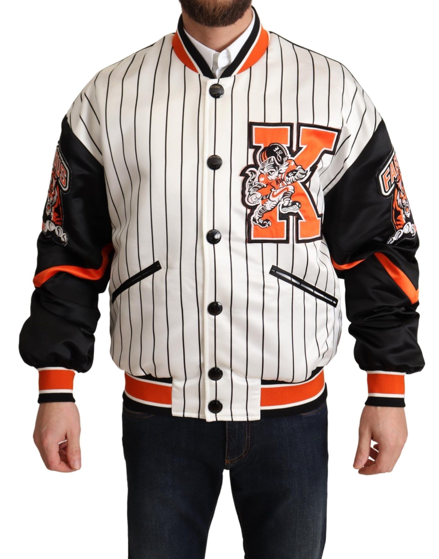 Dolce &amp; Gabbana – Mehrfarbige Bomberjacke mit King-Logo #DGMILLENNIALS
