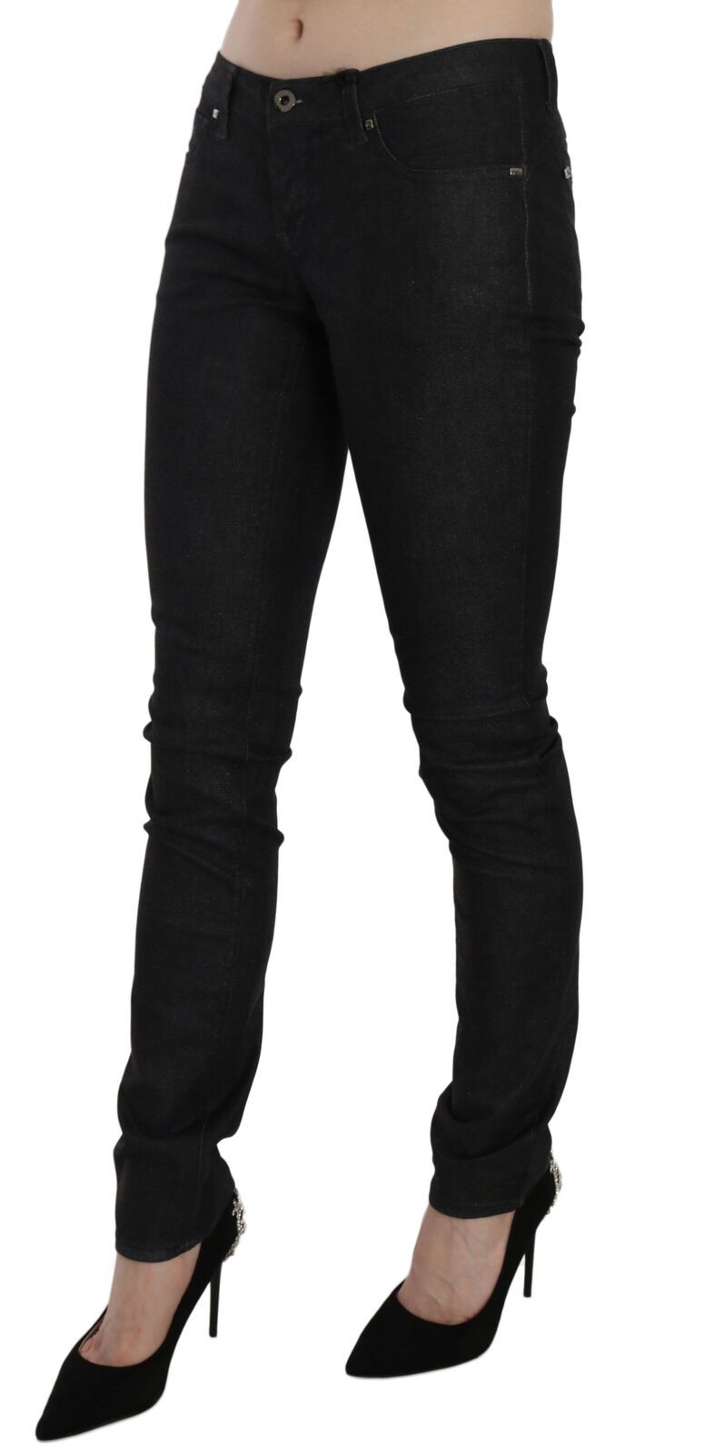 Costume National – Schwarze, enganliegende, lässige Jeans aus Denim mit niedriger Taille
