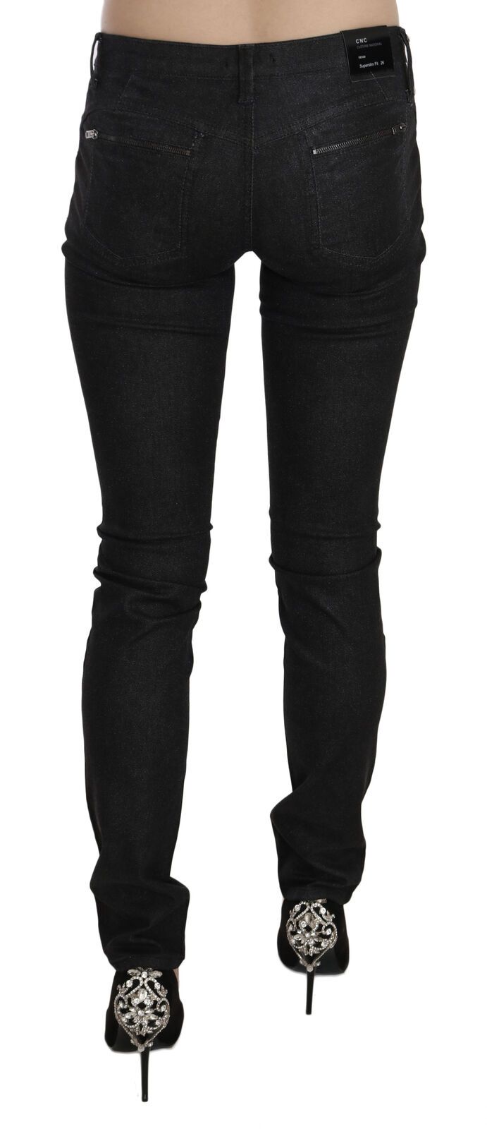 Costume National – Schwarze, enganliegende, lässige Jeans aus Denim mit niedriger Taille