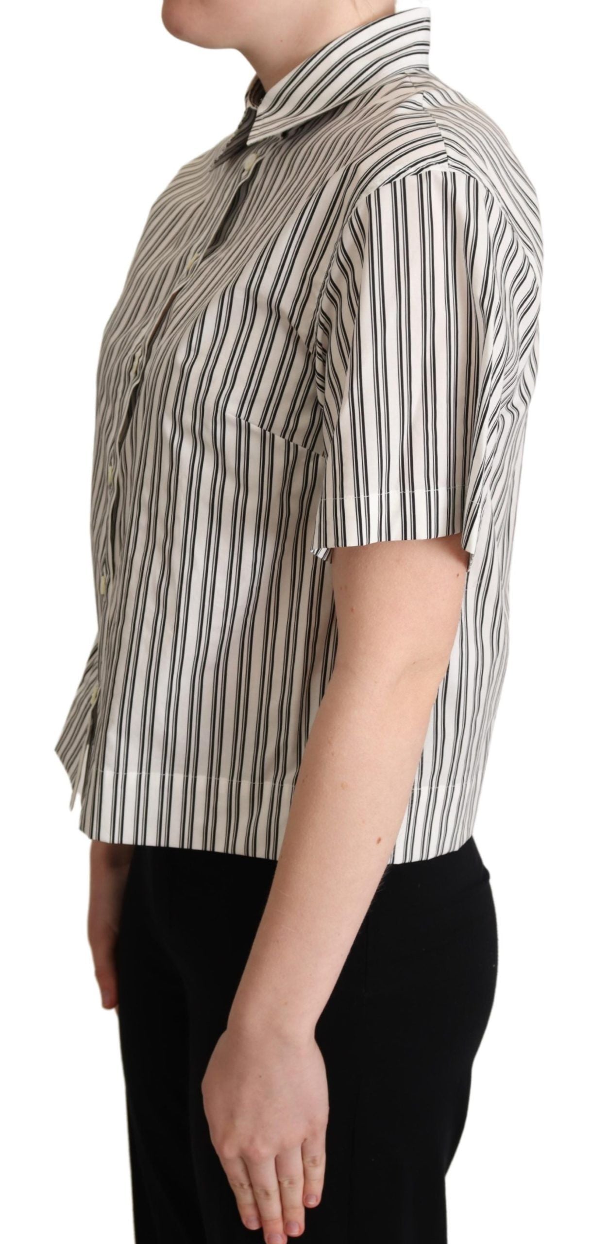 Dolce &amp; Gabbana Weiß Schwarz gestreiftes Hemd Bluse Top