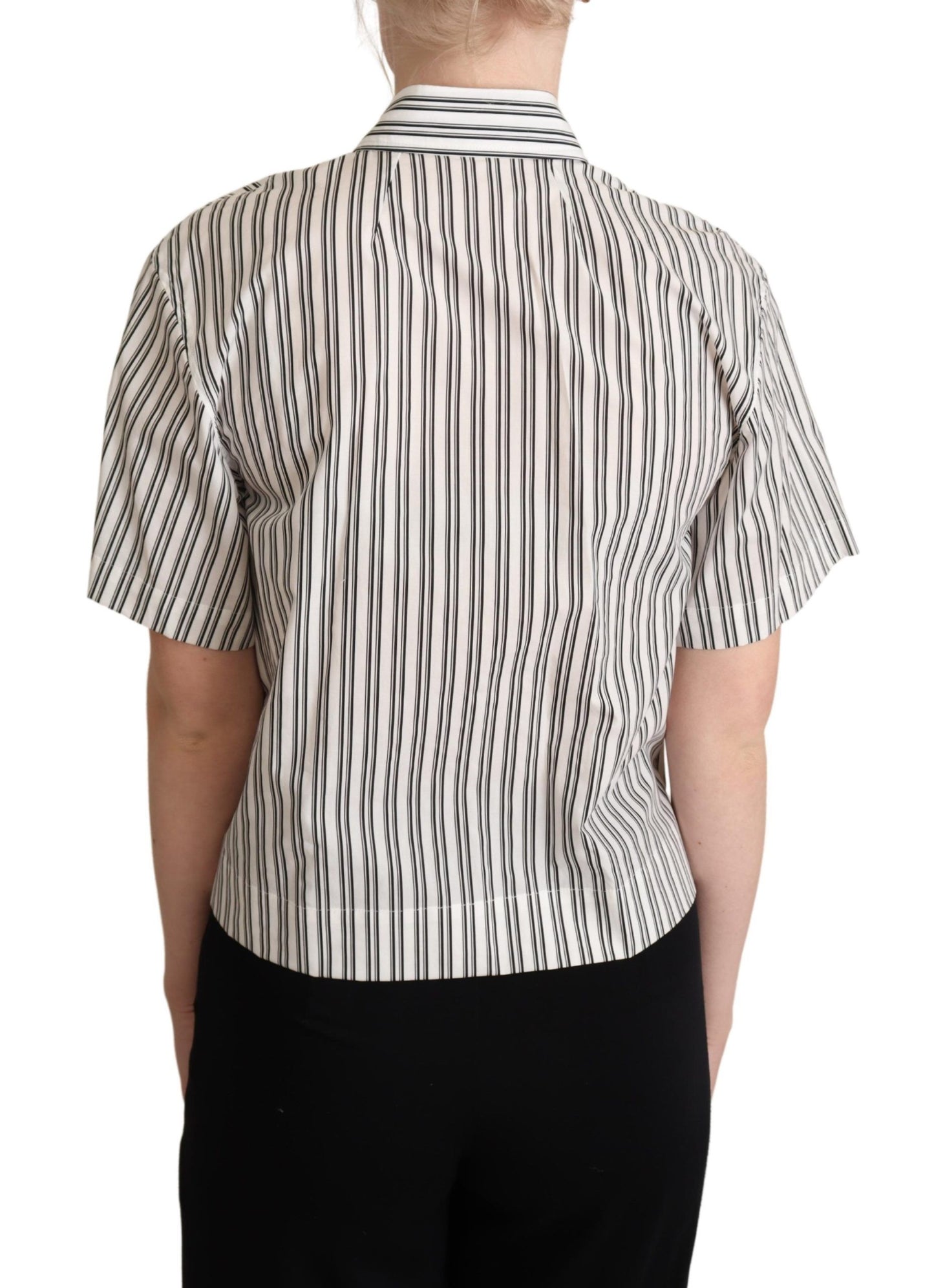 Dolce &amp; Gabbana Weiß Schwarz gestreiftes Hemd Bluse Top