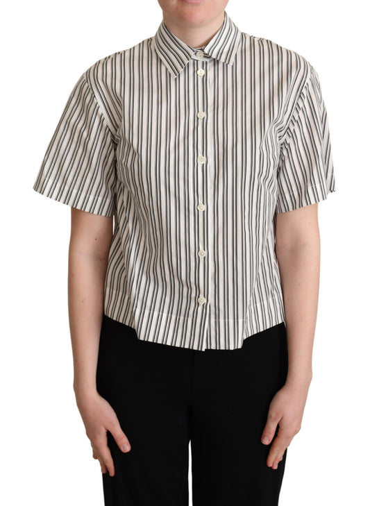 Dolce &amp; Gabbana Weiß Schwarz gestreiftes Hemd Bluse Top