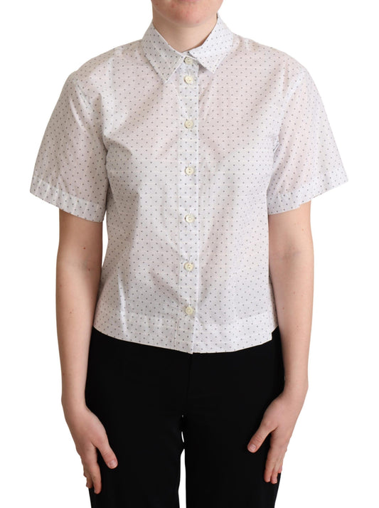Dolce &amp; Gabbana – Blusenhemd mit weißem und schwarzem Polka Dots-Kragen