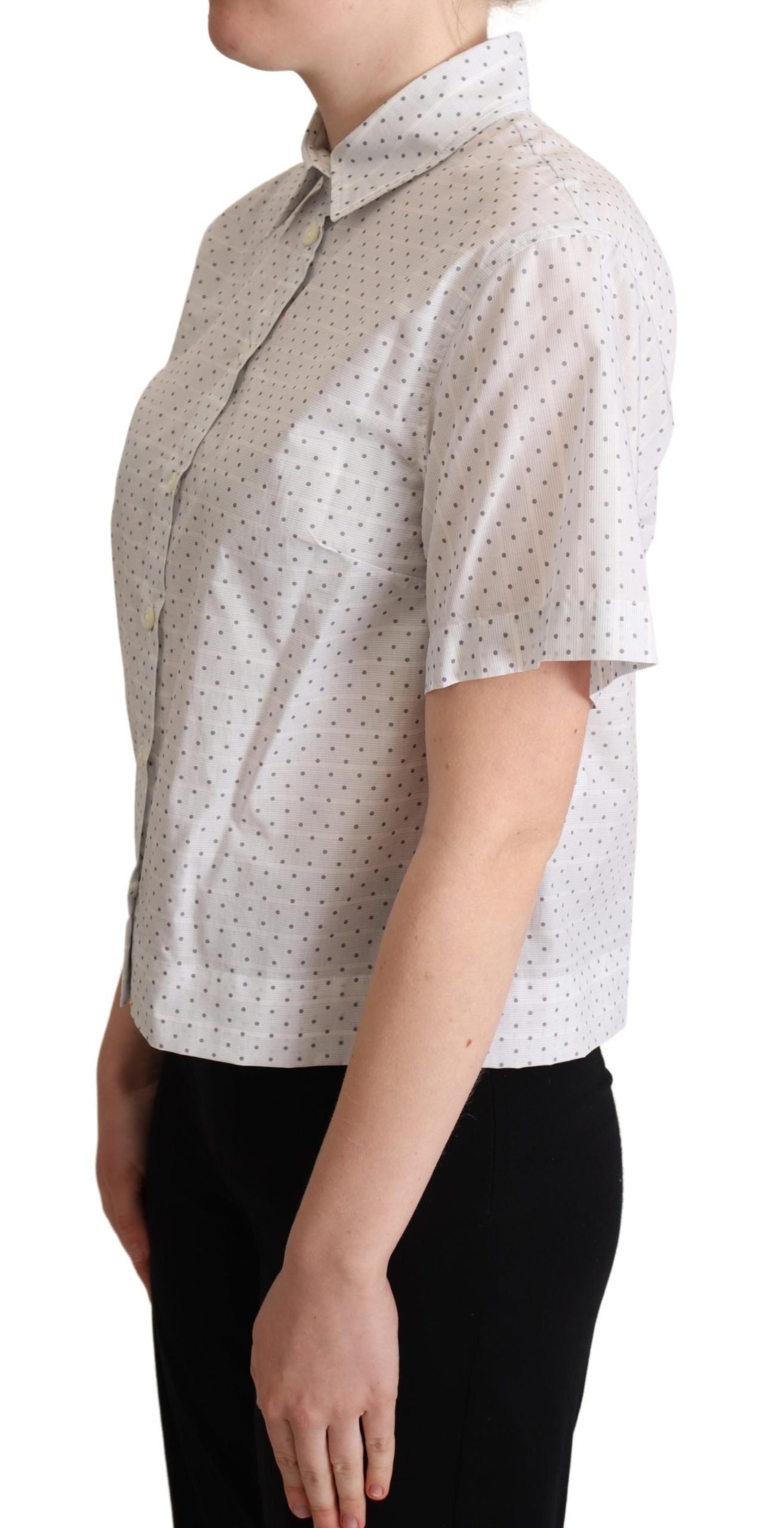 Dolce &amp; Gabbana – Blusenhemd mit weißem und schwarzem Polka Dots-Kragen