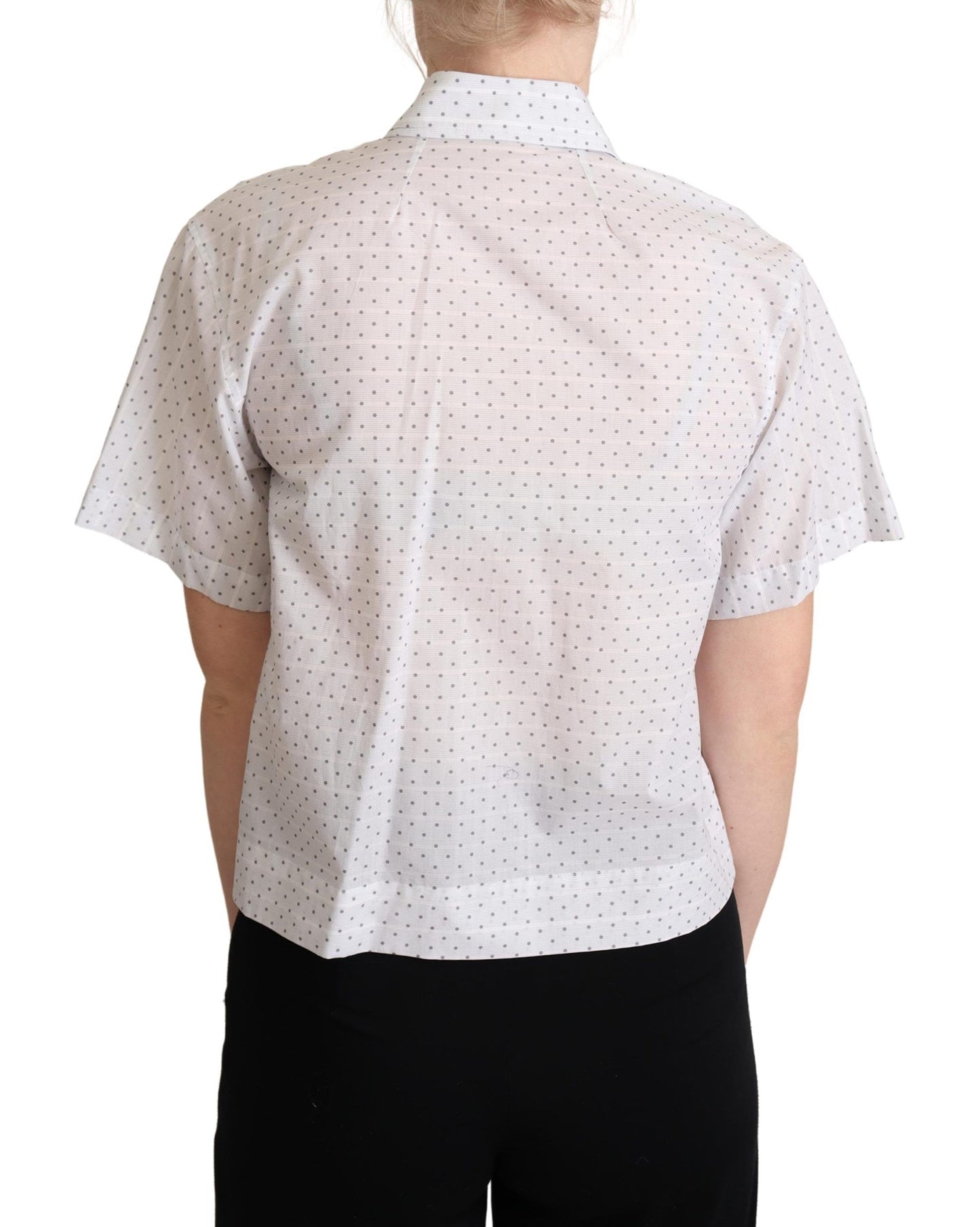 Dolce &amp; Gabbana – Blusenhemd mit weißem und schwarzem Polka Dots-Kragen