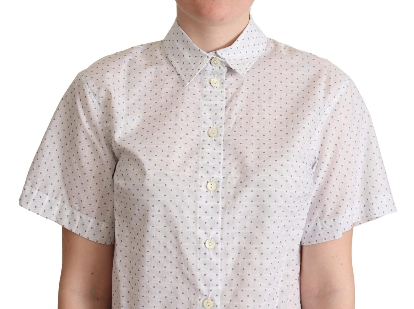 Dolce &amp; Gabbana – Blusenhemd mit weißem und schwarzem Polka Dots-Kragen