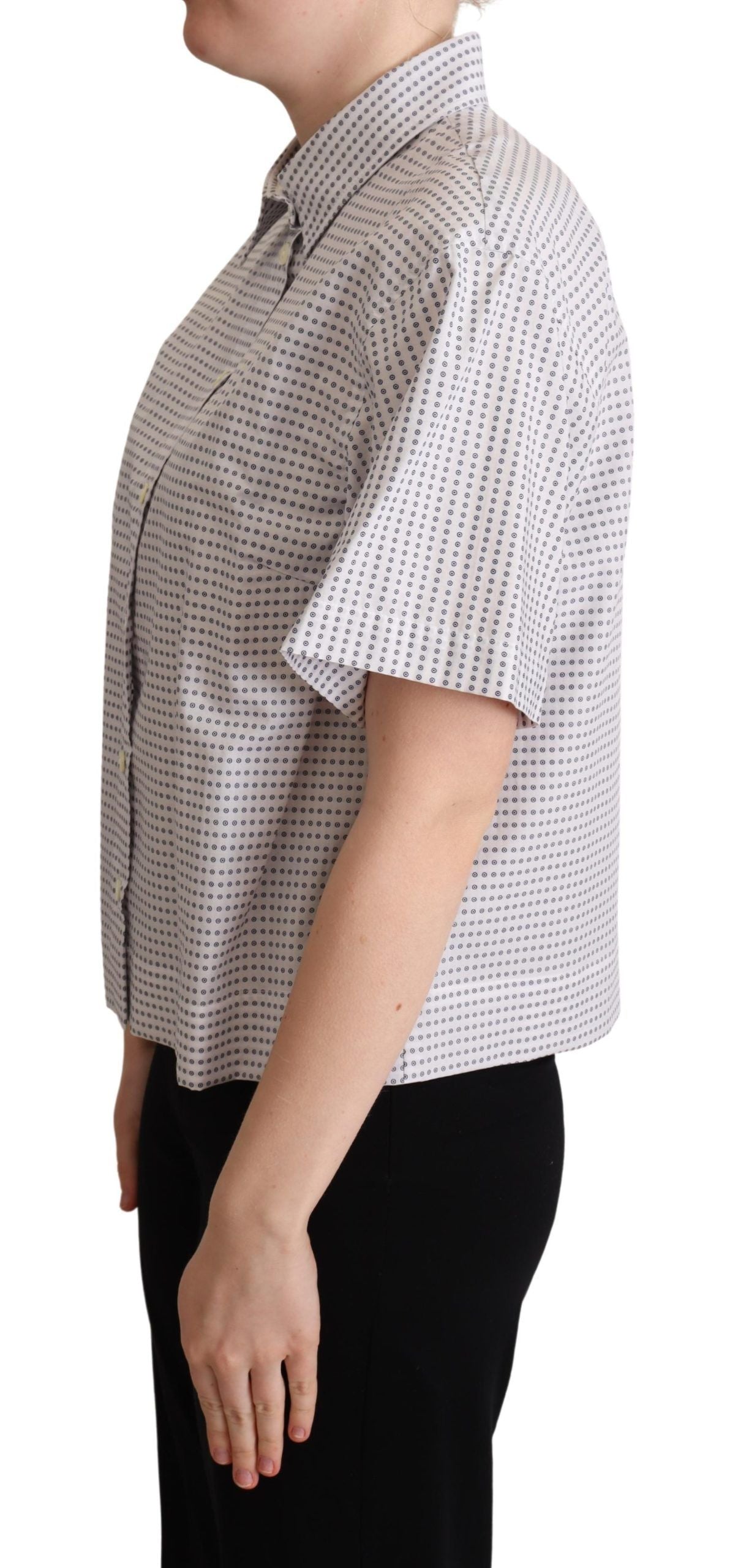 Dolce &amp; Gabbana – Weiße Bluse mit gepunktetem Kragen