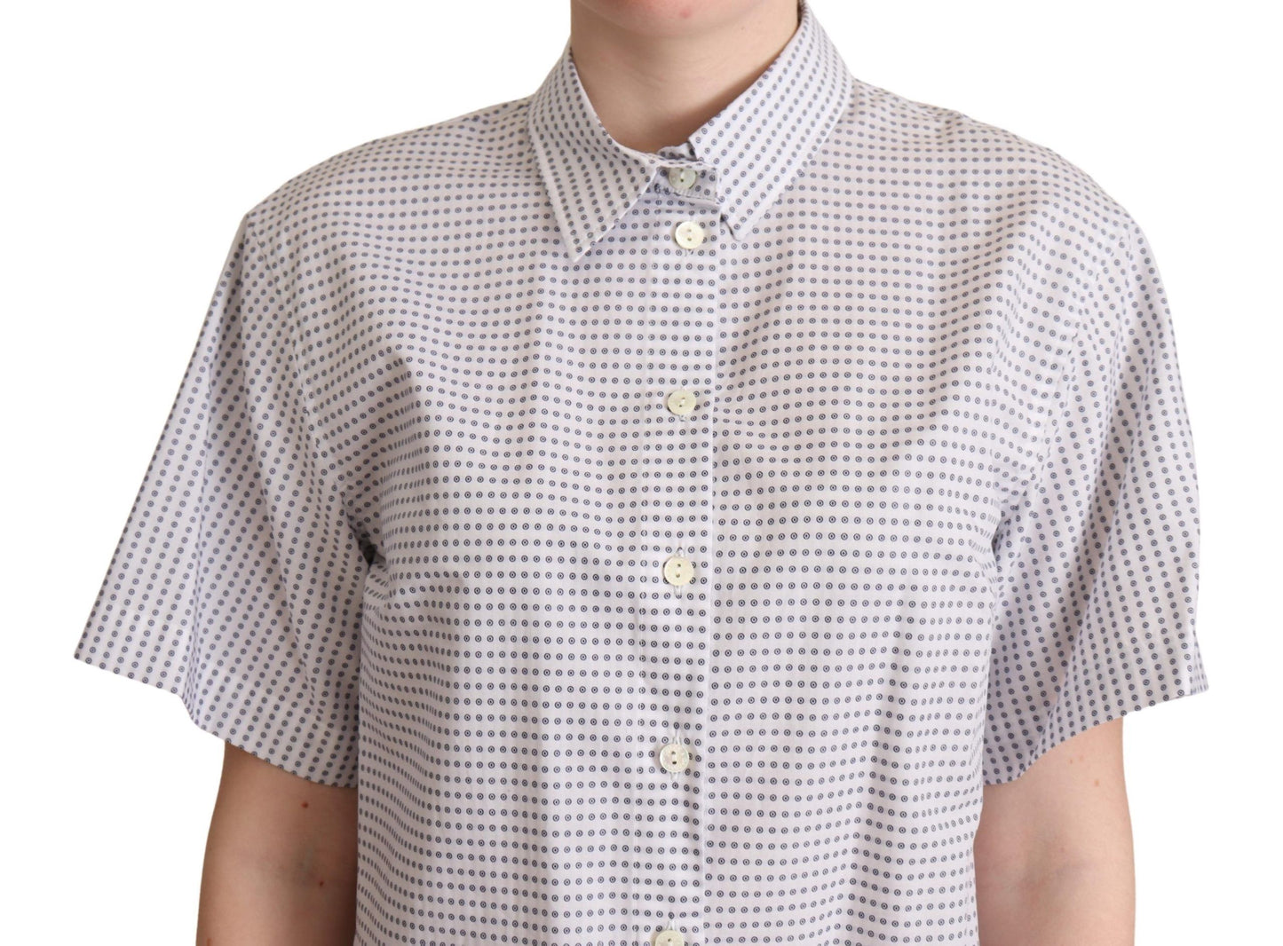Dolce &amp; Gabbana – Weiße Bluse mit gepunktetem Kragen