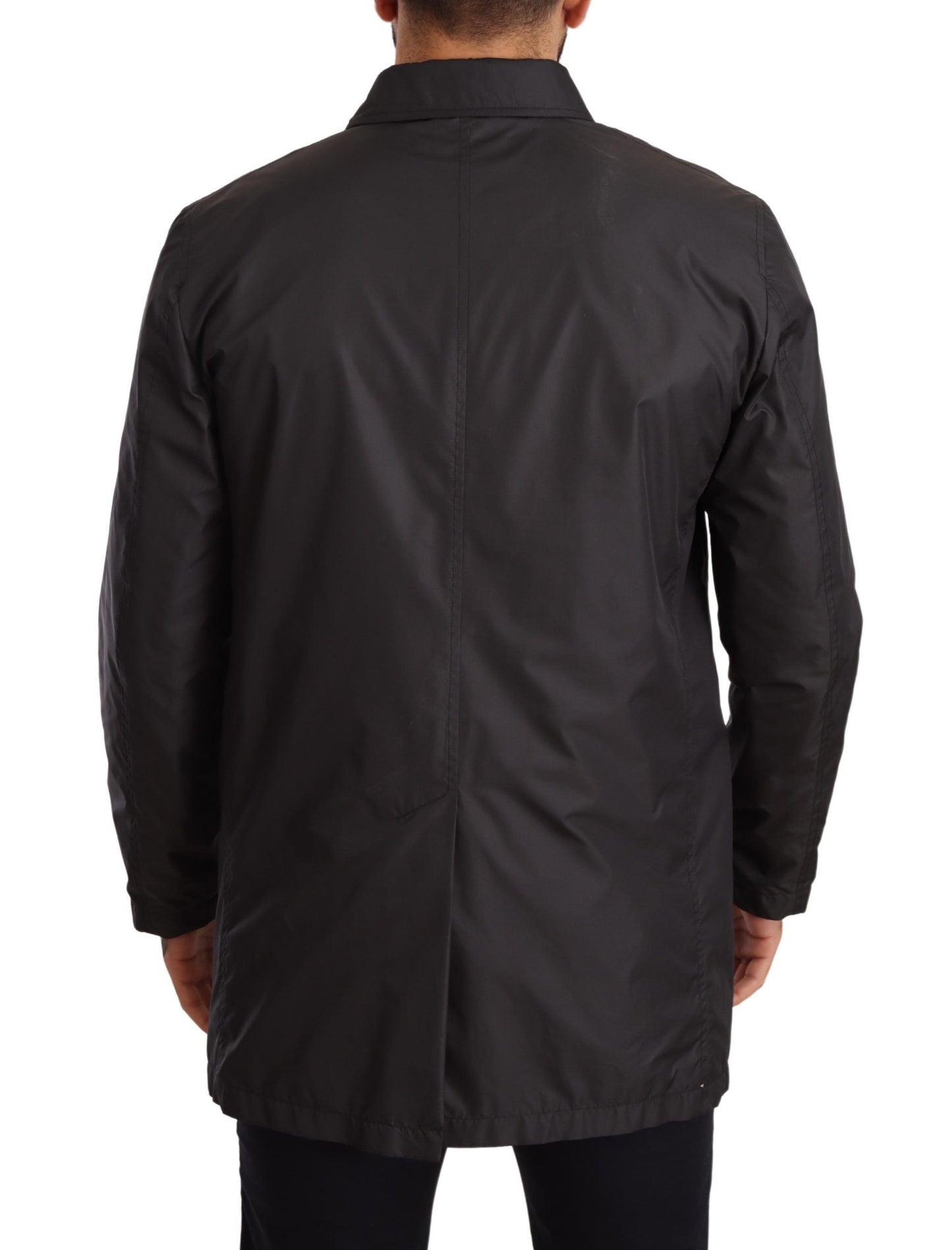 Dolce &amp; Gabbana Schwarze Polyester-Trenchcoatjacke für Herren