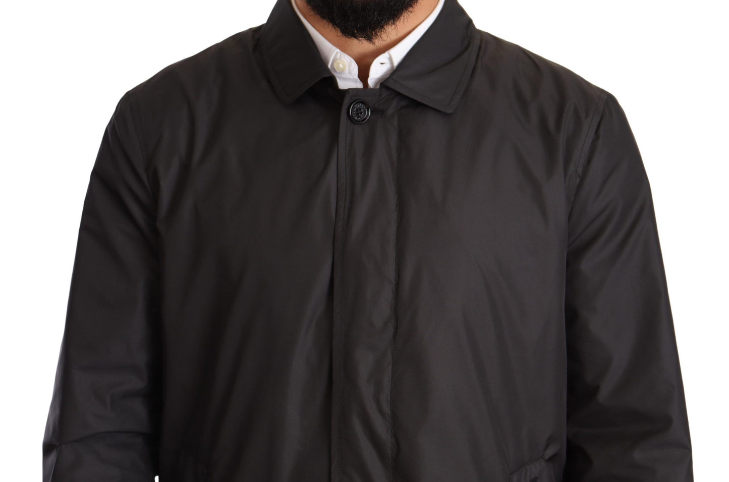 Dolce &amp; Gabbana Schwarze Polyester-Trenchcoatjacke für Herren