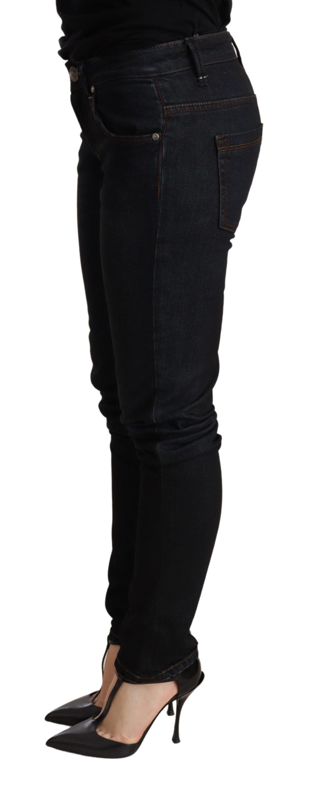 Acht – Blau verwaschene Skinny-Jeans mit niedriger Taille