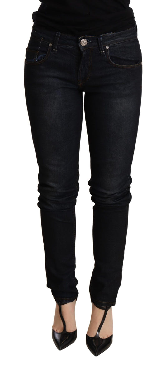 Acht – Blau verwaschene Skinny-Jeans mit niedriger Taille