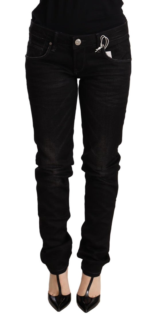 Acht – Schwarze Skinny-Jeans aus Baumwolle mit niedriger Taille