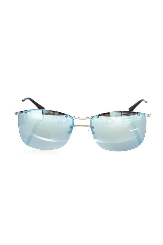 Frankie Morello Silver Metallic Fibre Men Sunglass